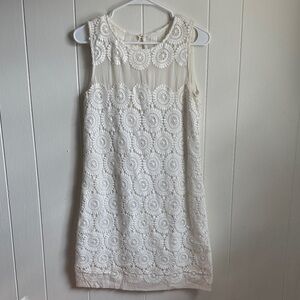 Marie Oliver White Crochet Shift Dress Sz XS